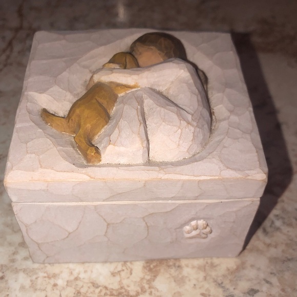 Willow Tree Embrace Box with Girl and Dog - Cream and Brown - Picture 2 of 9